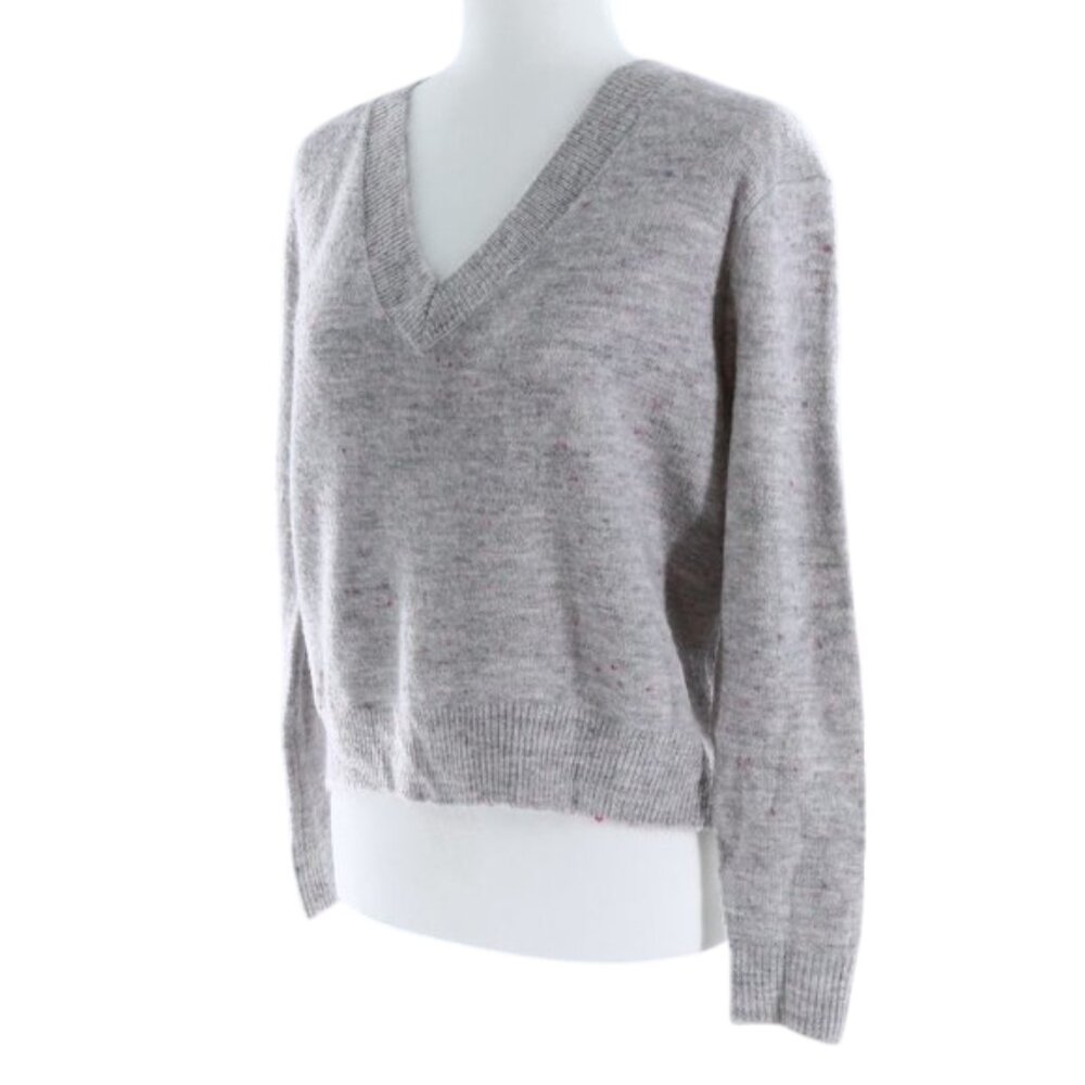 Hiatus Women's Grey V-Neck Flecked Knit Sweater - NWOT